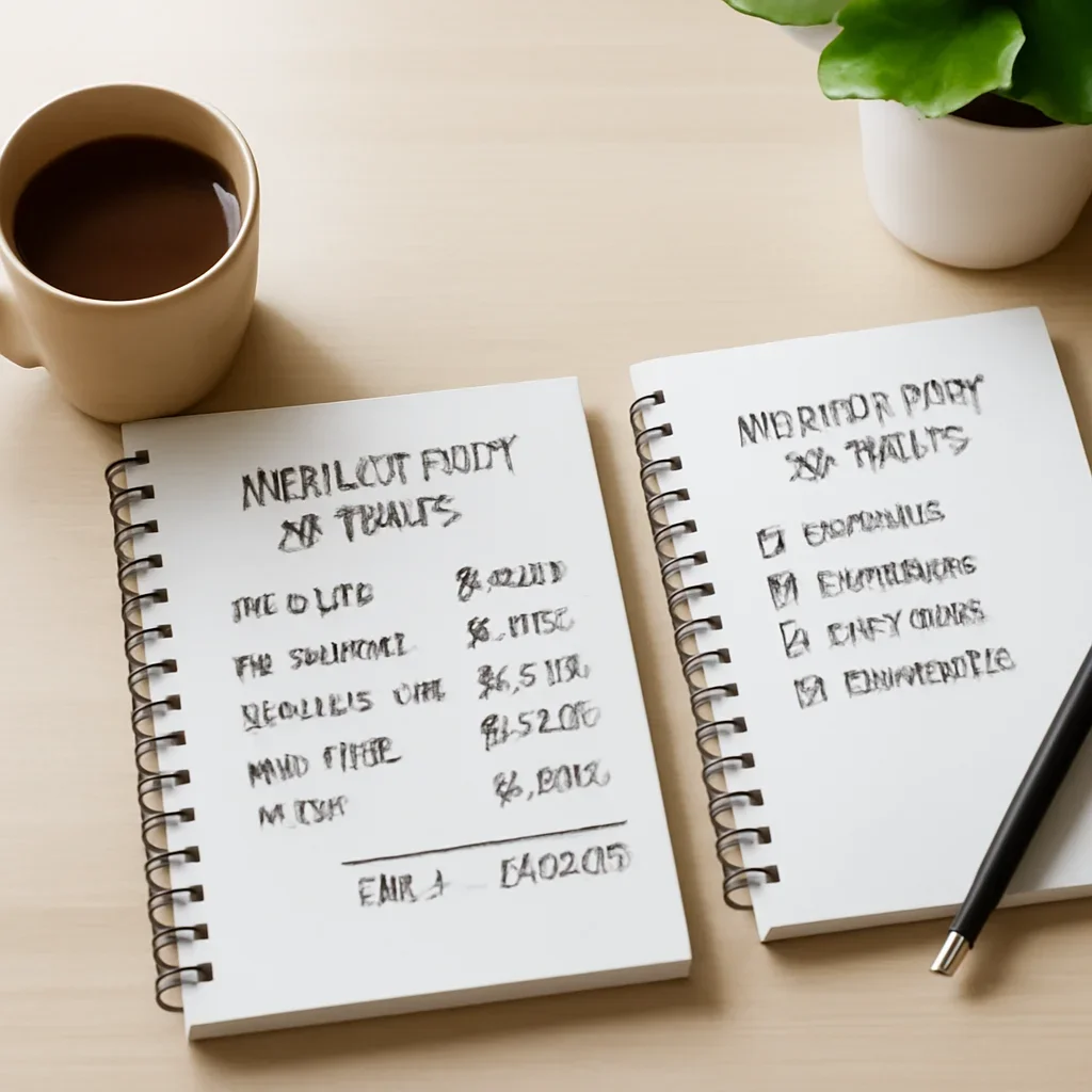 Prepared renovation budget notes for a home renovation project