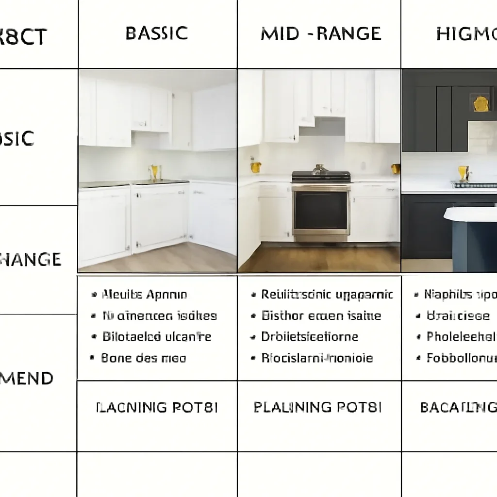 Kitchen Renovation Cost Guide comparison board for project scope and finish levels