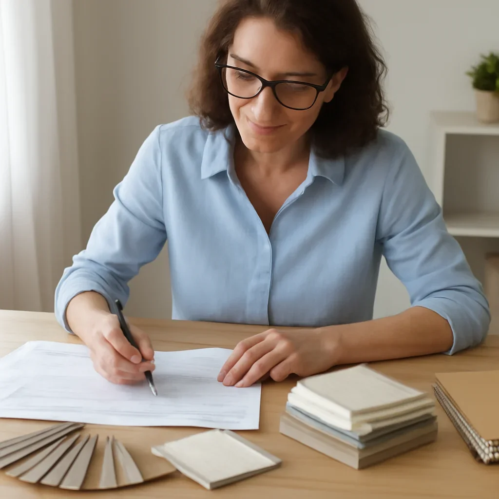 Homeowner organizing renovation budget priorities before requesting a quote